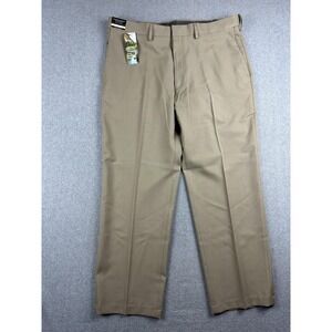 Haggar Dress Pants Mens 38x29 Beige Premium Comfort Classic Fit Wrinkle Free NWT